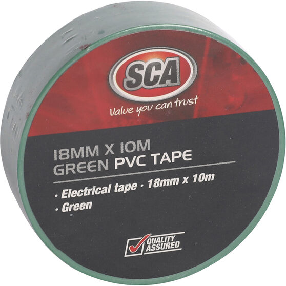 SCA PVC Electrical Tape - Green, 18mm x 10m Green, Green, scanz_hi-res