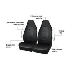 SCA Racing Leather Look & Mesh Seat Covers Black Airbag Compatible, , scanz_hi-res