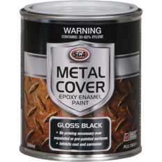 SCA Metal Cover Enamel Rust Paint, Gloss Black - 500mL, , scanz_hi-res