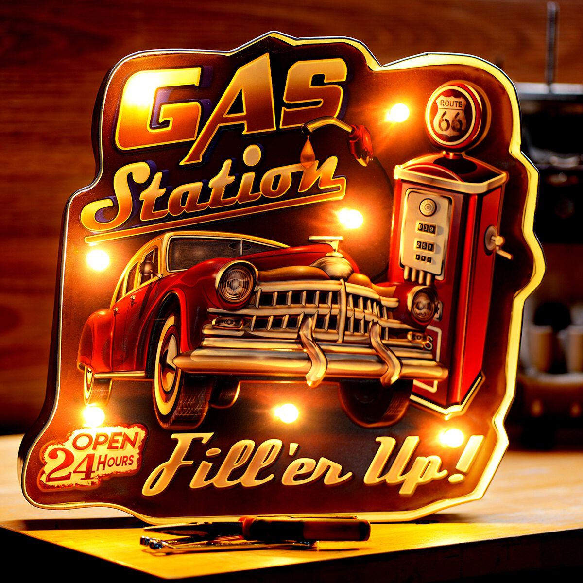 LED Gas Station Tin Sign, , scanz_hi-res