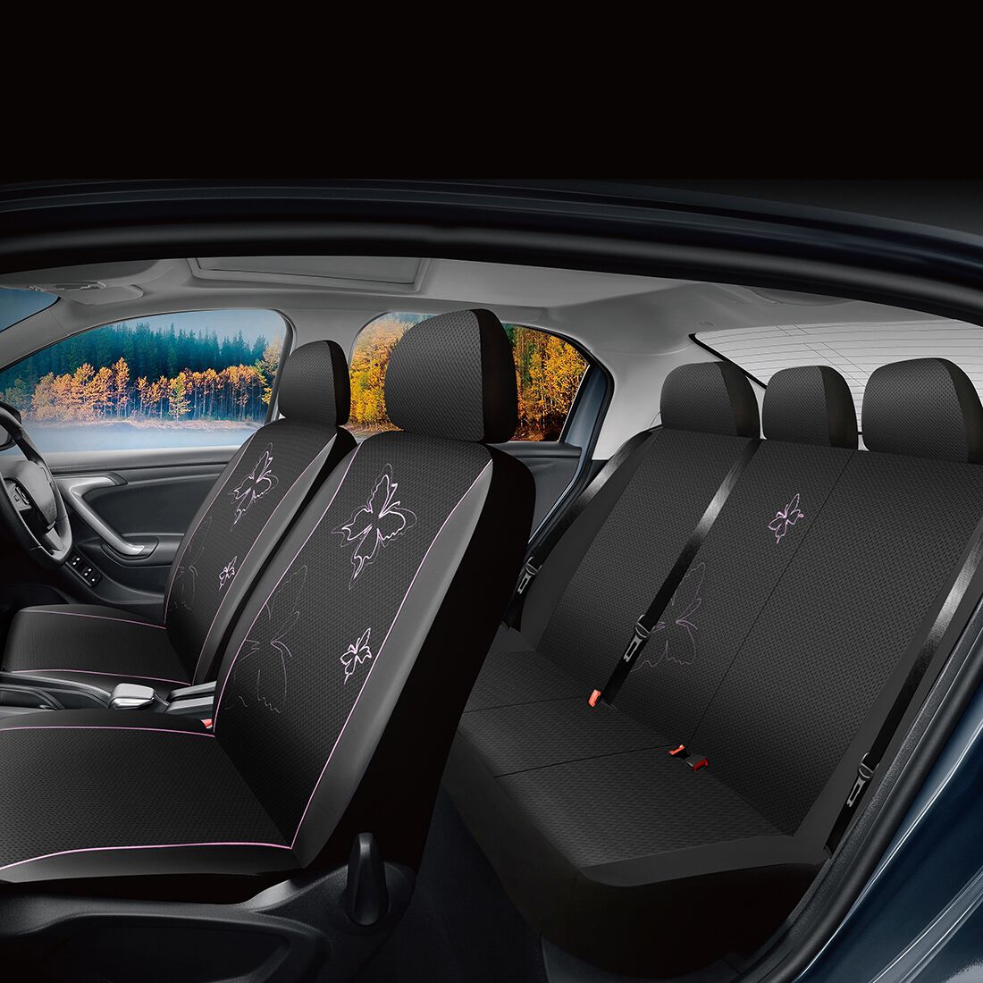 SCA Butterfly Seat Cover Pack Pink Adjustable Headrests Airbag Compatible 30&06H SAB, , scanz_hi-res