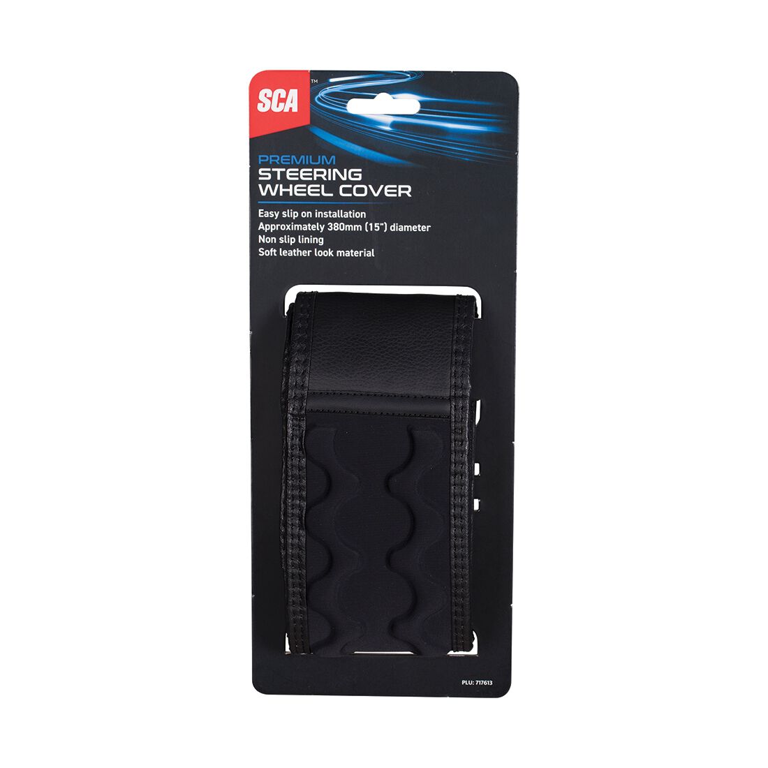 SCA Soft Steering Wheel Cover Leather Look Gel Black, , scanz_hi-res