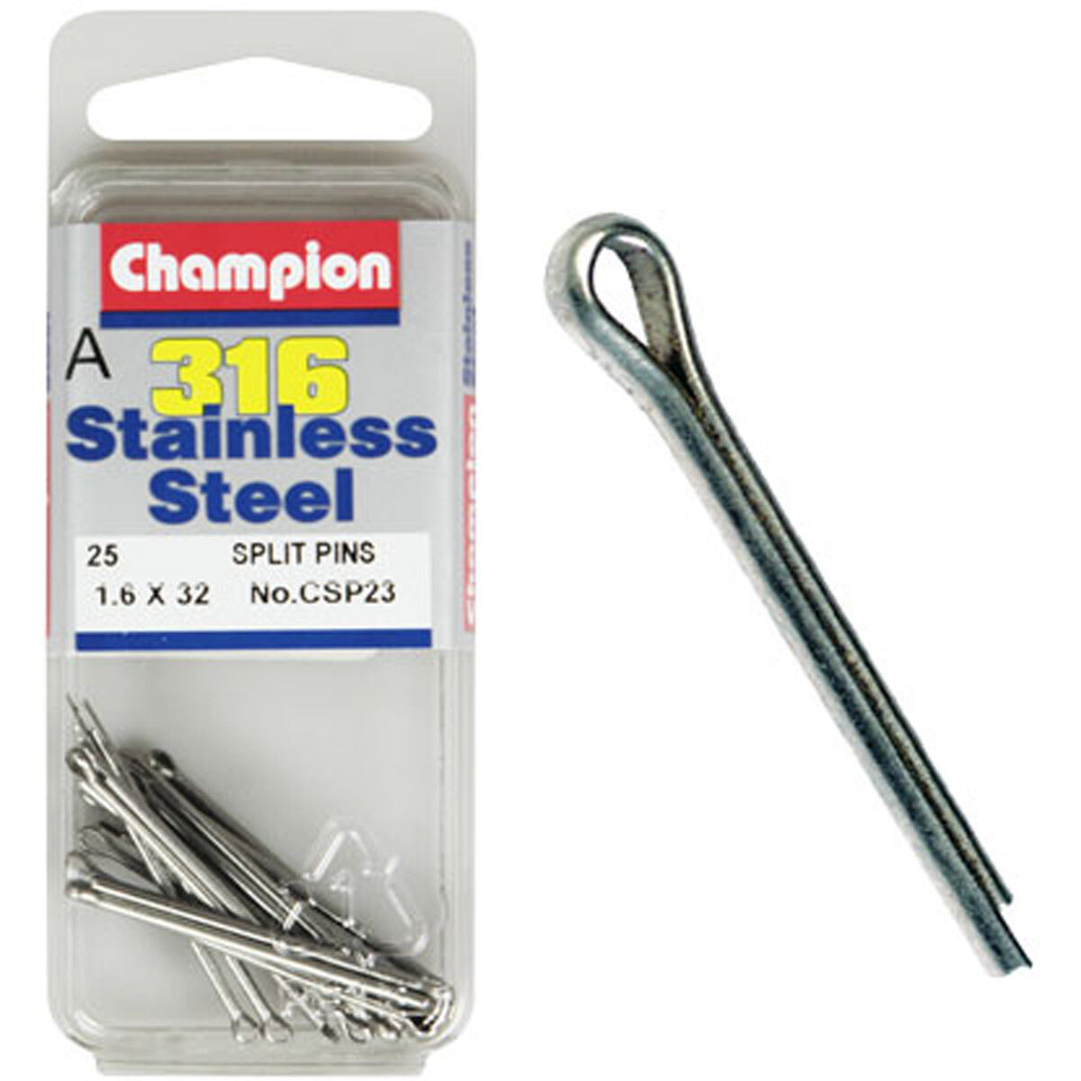 Champion Stainless Steel Split Pins 3.2mm 3.2mm, , scanz_hi-res