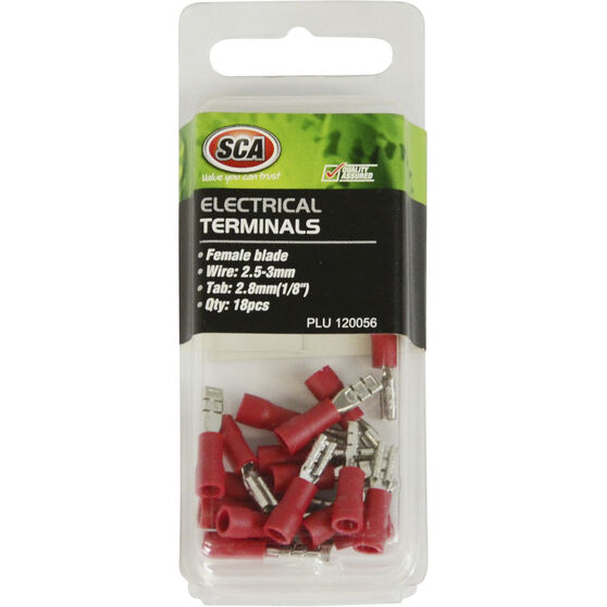 SCA Electrical Terminals - Female Blade, Red, 2.8mm, 18 Pack, , scanz_hi-res