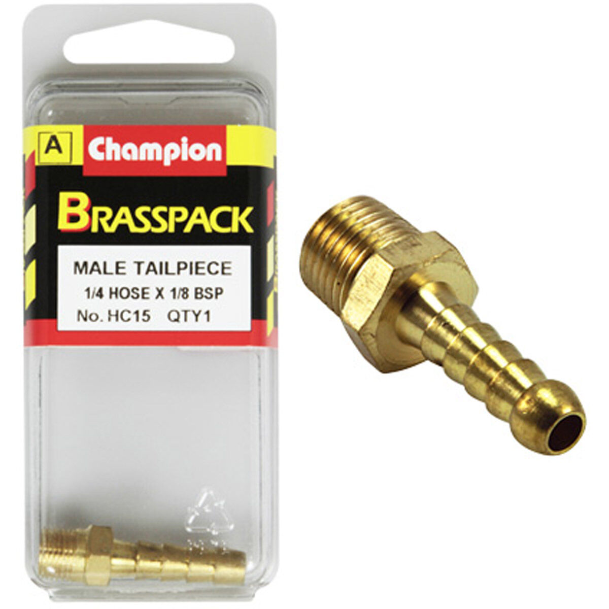 Champion Brass Pack Male Hose Barb HC15, 1/4" X 1/8", , scanz_hi-res