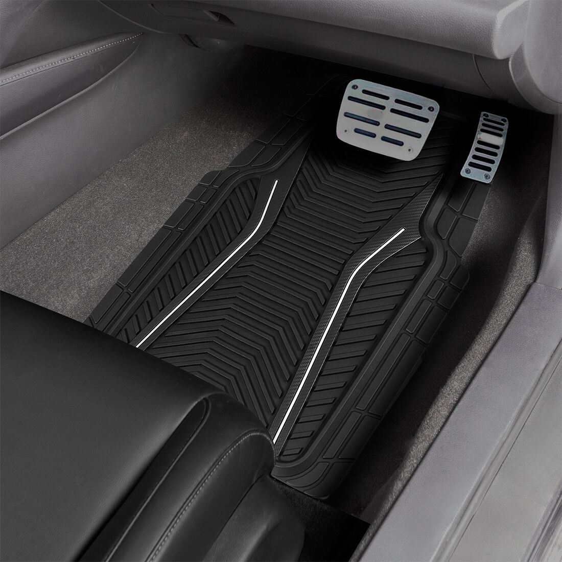 SCA Floor Mats PVC Rubber Sports Black Set of 4, , scanz_hi-res