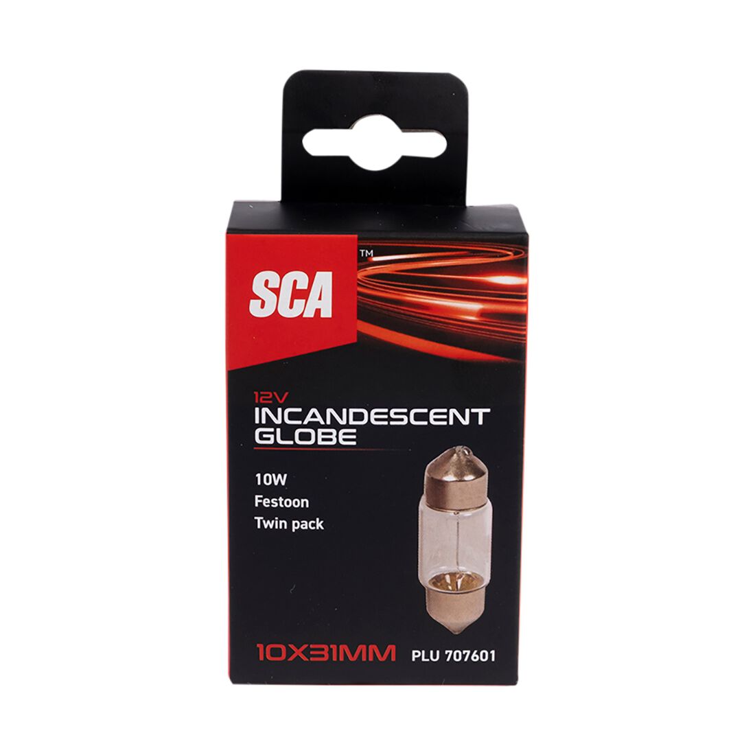 SCA Incandescent Globe - 10X31MM 12V 10W - 2 Pack, , scanz_hi-res