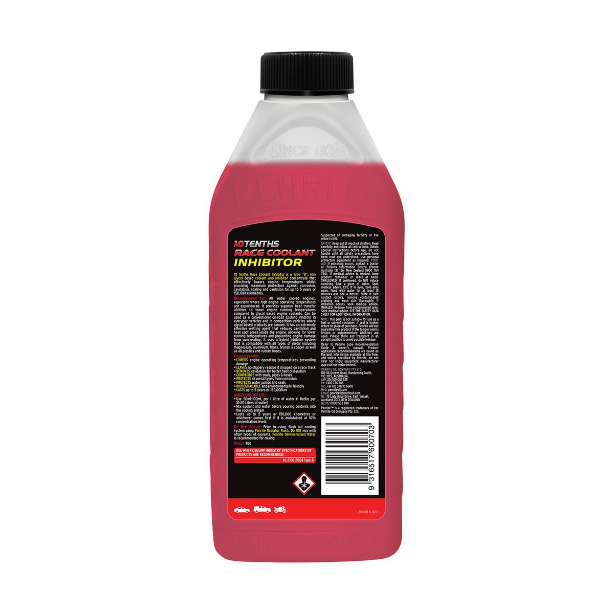 Penrite 10Tenths Race Inhibitor Concentrate Coolant - 1L, , scanz_hi-res