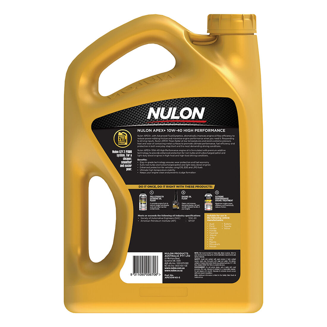 Nulon Apex+ 10W-40 High Performance 5 Litre, , scanz_hi-res