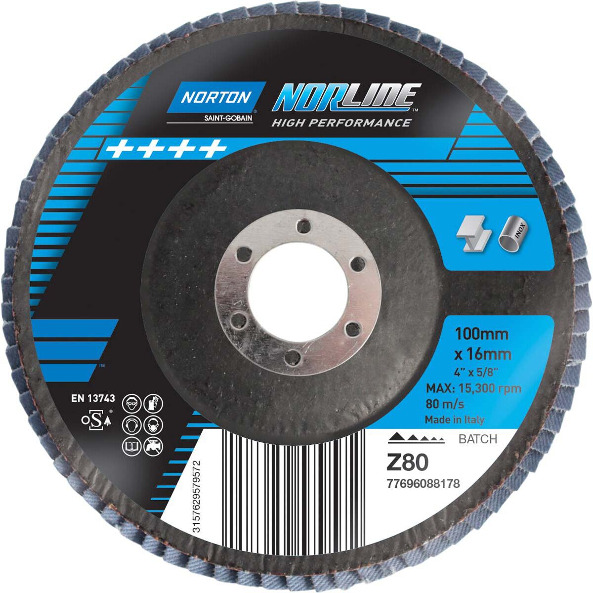 Norton Flap Disc 100mm, 80 Grit, , scanz_hi-res