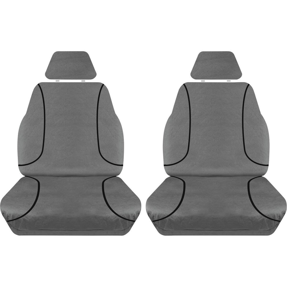Tradies Canvas Ready Made Seat Covers Front Pair Grey suits Ranger, , scanz_hi-res