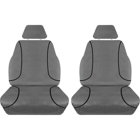 Tradies Canvas Ready Made Seat Covers Front Pair Grey suits Ranger, , scanz_hi-res