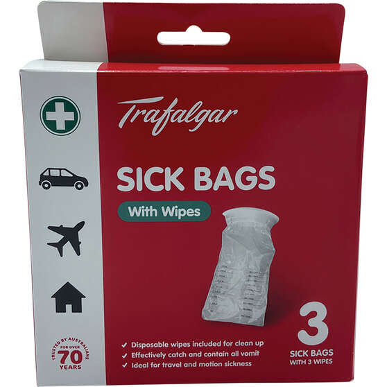 Trafalgar Travel Sick Bags & Wipes 3 Pack, , scanz_hi-res