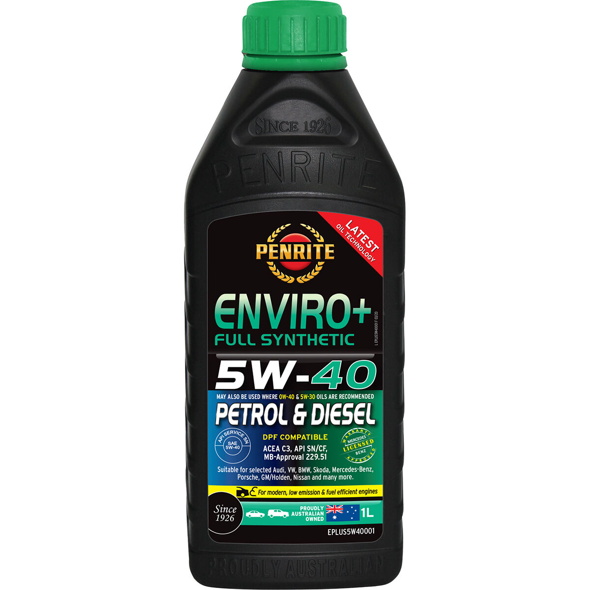 Penrite Enviro+ Engine Oil - 5W-40 1 Litre, , scanz_hi-res