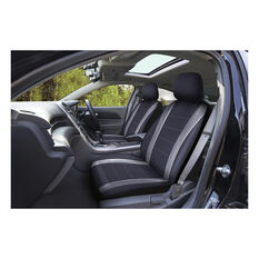 SCA Carbon Fibre Leather Look Seat Covers - Black, Adjustable Headrest, Airbag Compatible, , scanz_hi-res