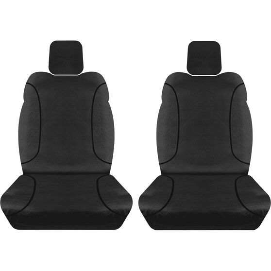 Tradies Canvas Ready Made Seat Covers Front Pair Black suits Hilux, , scanz_hi-res
