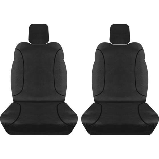 Tradies Canvas Ready Made Seat Covers Front Pair Black suits Hilux