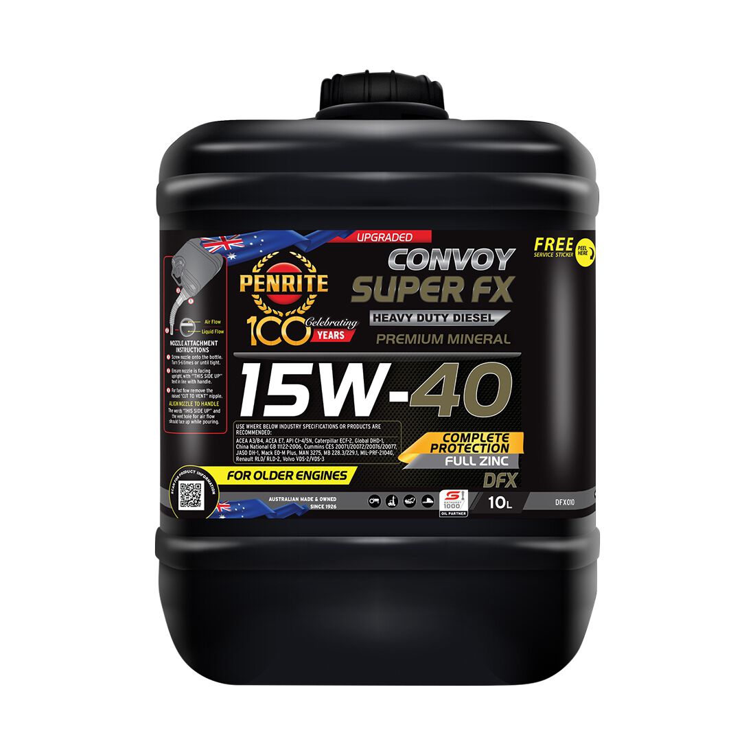 Penrite Convoy Diesel FX Engine Oil - 15W-40 10 Litre, , scanz_hi-res