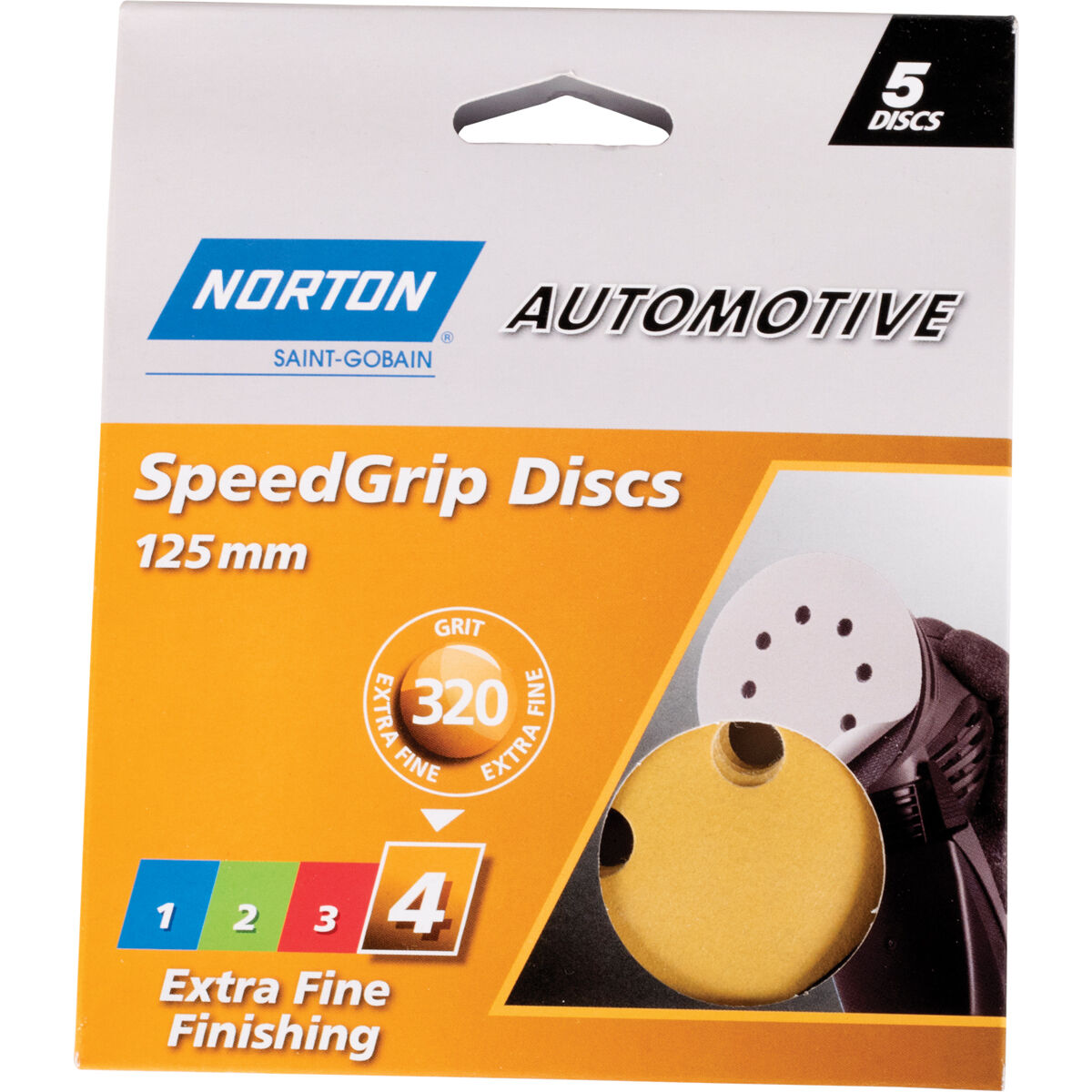 Norton 125mm Speed Grip Disc 320 Grit 5 Pack, , scanz_hi-res
