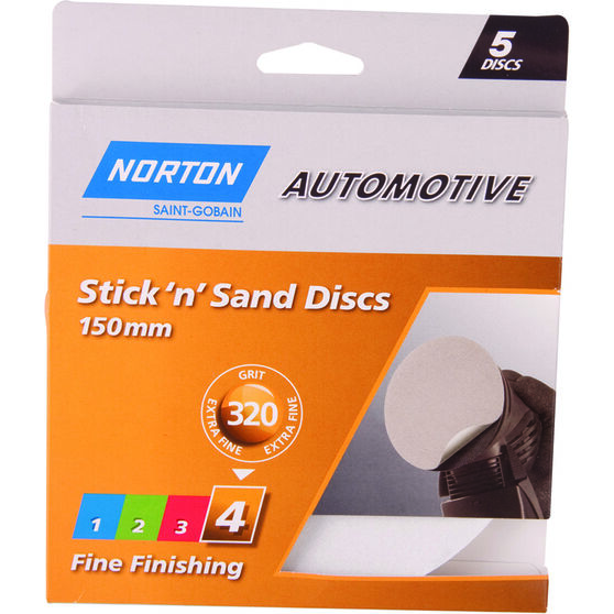 Norton 150mm Sticky Disc 320 Grit 5 Pack, , scanz_hi-res