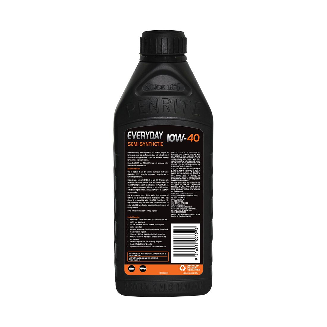 Penrite Semi Synthetic Engine Oil - 10W-40 1 Litre, , scanz_hi-res