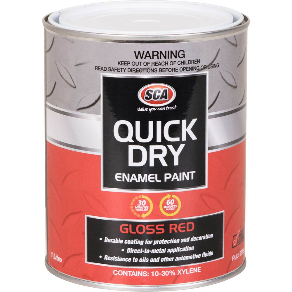 SCA Quick Dry Enamel, Red 1 Litre Supercheap Auto New Zealand