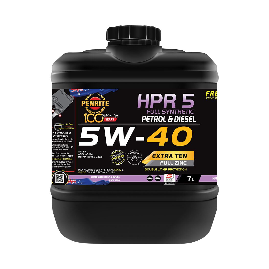 Penrite HPR 5 Engine Oil - 5W-40, 7 Litre, , scanz_hi-res