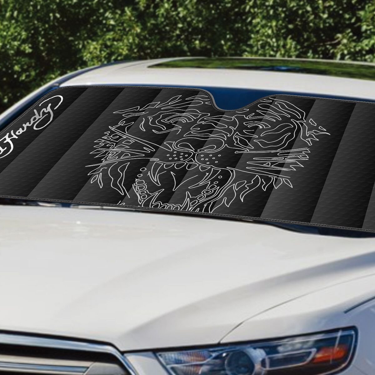 Ed Hardy Logo Sunshade - Black 68 x 150cm, , scanz_hi-res