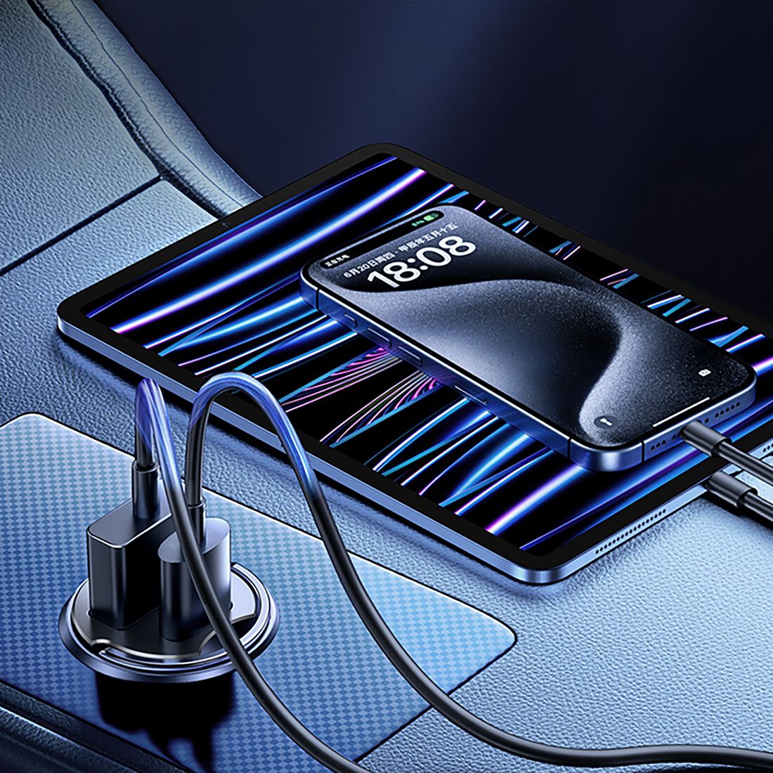 Cabin Crew 12V 30W 2 Port USB-A/USB-C In-Car Fast Charger, , scanz_hi-res