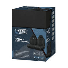 Ridge Ryder Canvas Seat Covers Black/Grey Piping Adjustable Headrests Airbag Compatible 30SAB, , scanz_hi-res