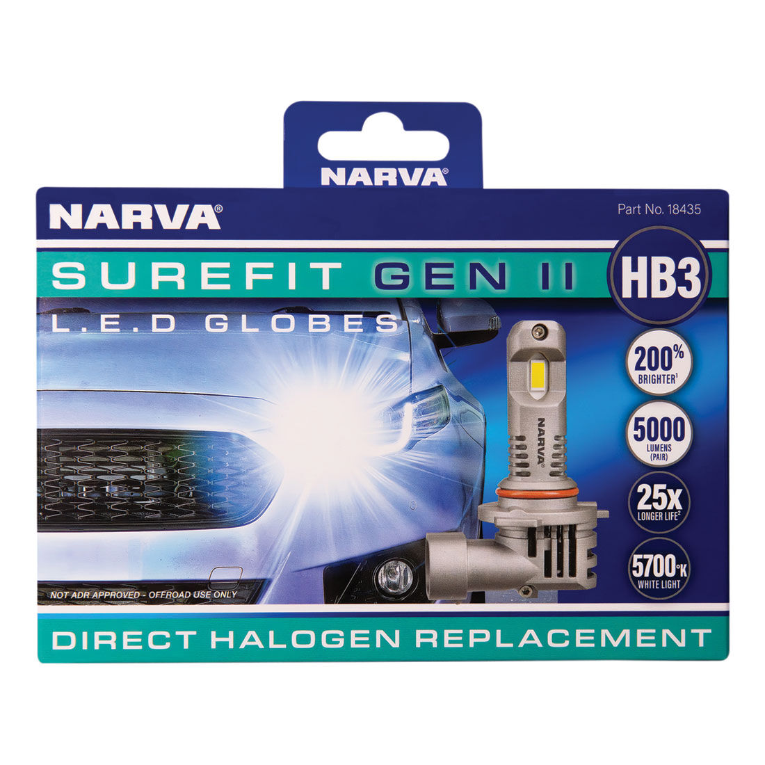 Narva Surefit LED Headlight Globes HB3, , scanz_hi-res