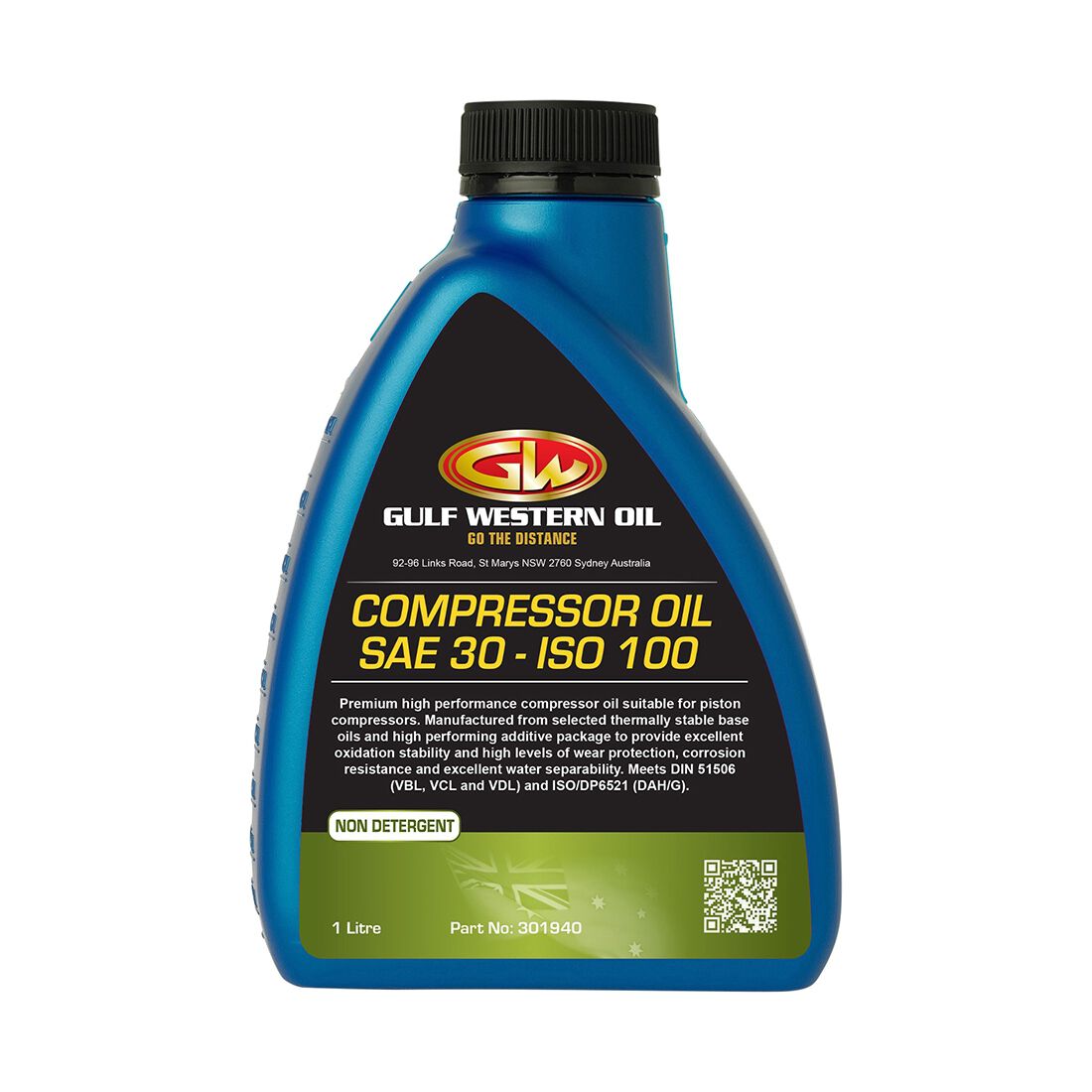 Gulf Western Air Compressor Oil - Mineral SAE 30, ISO 100, 1 Litre, , scanz_hi-res