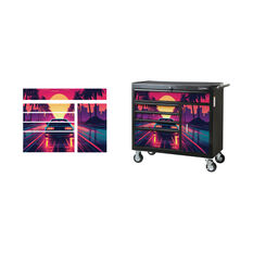 ToolPRO Tool Cabinet Magnet Fascia Set - Retro Synth Sunset, Suits 41" Cabinet, , scanz_hi-res