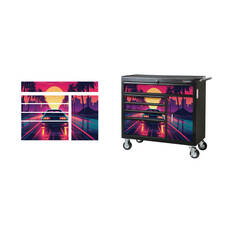 ToolPRO Tool Cabinet Magnet Fascia Set - Retro Synth Sunset, Suits 41" Cabinet, , scanz_hi-res