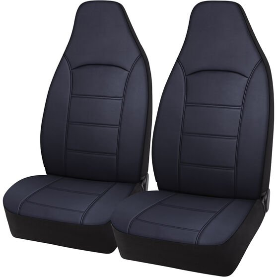SCA Leather Look Seat Covers Black, BuildIn Headrests, Size 60