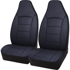 SCA Leather Look Seat Covers - Black, Build-In Headrests, Size 60, Front Pair, Airbag Compatible, , scanz_hi-res