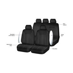 SCA Mesh Seat Cover Pack Black Adjustable Headrests Front Pair & Rear Bench, , scanz_hi-res