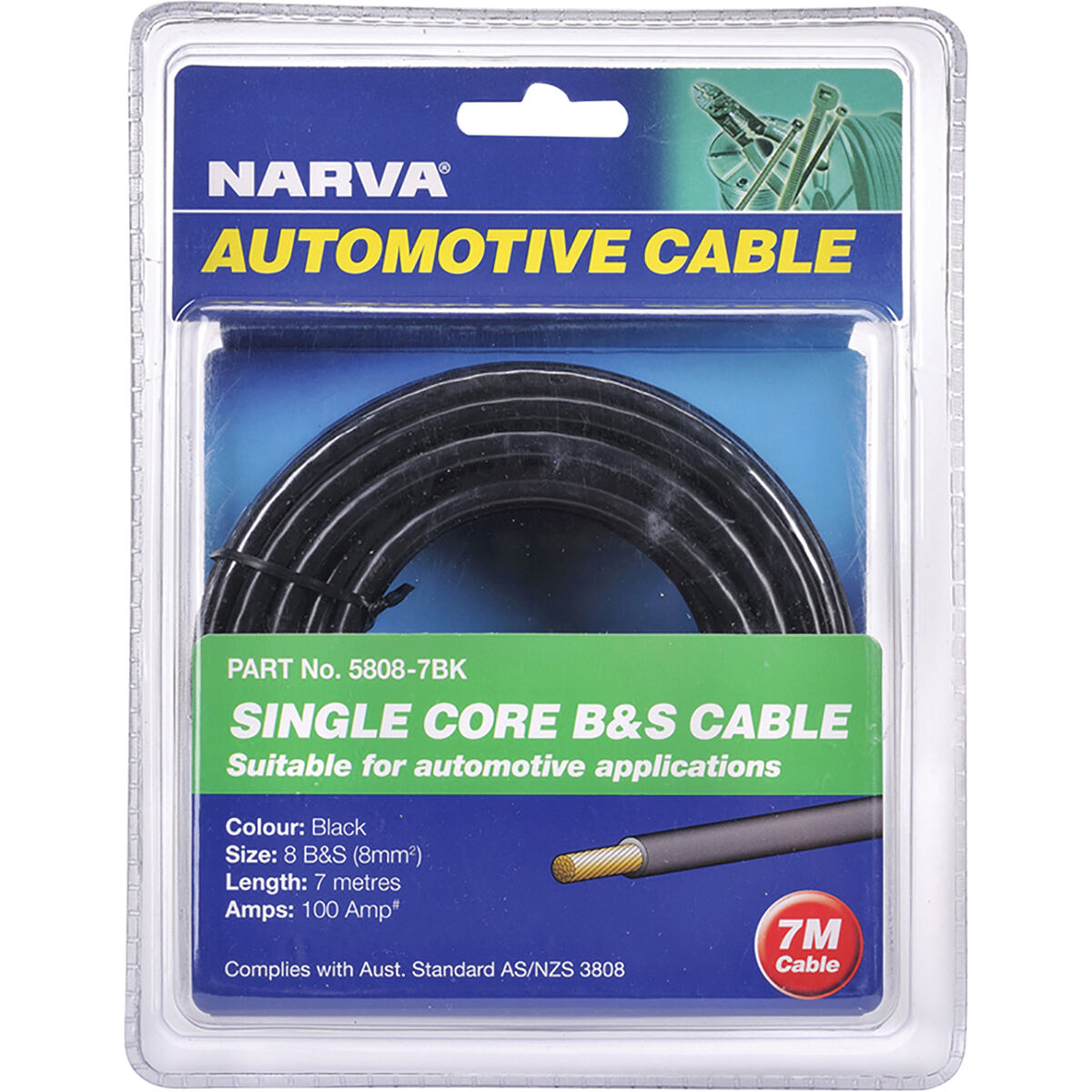 Narva Automotive Cable Single Core Cable 7 metres 100AMP, Battery and Starter Cable, , scanz_hi-res