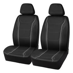 SCA Sports Leather Look & Carbon Seat Covers Black Adjustable Headrests Airbag Compatible, , scanz_hi-res