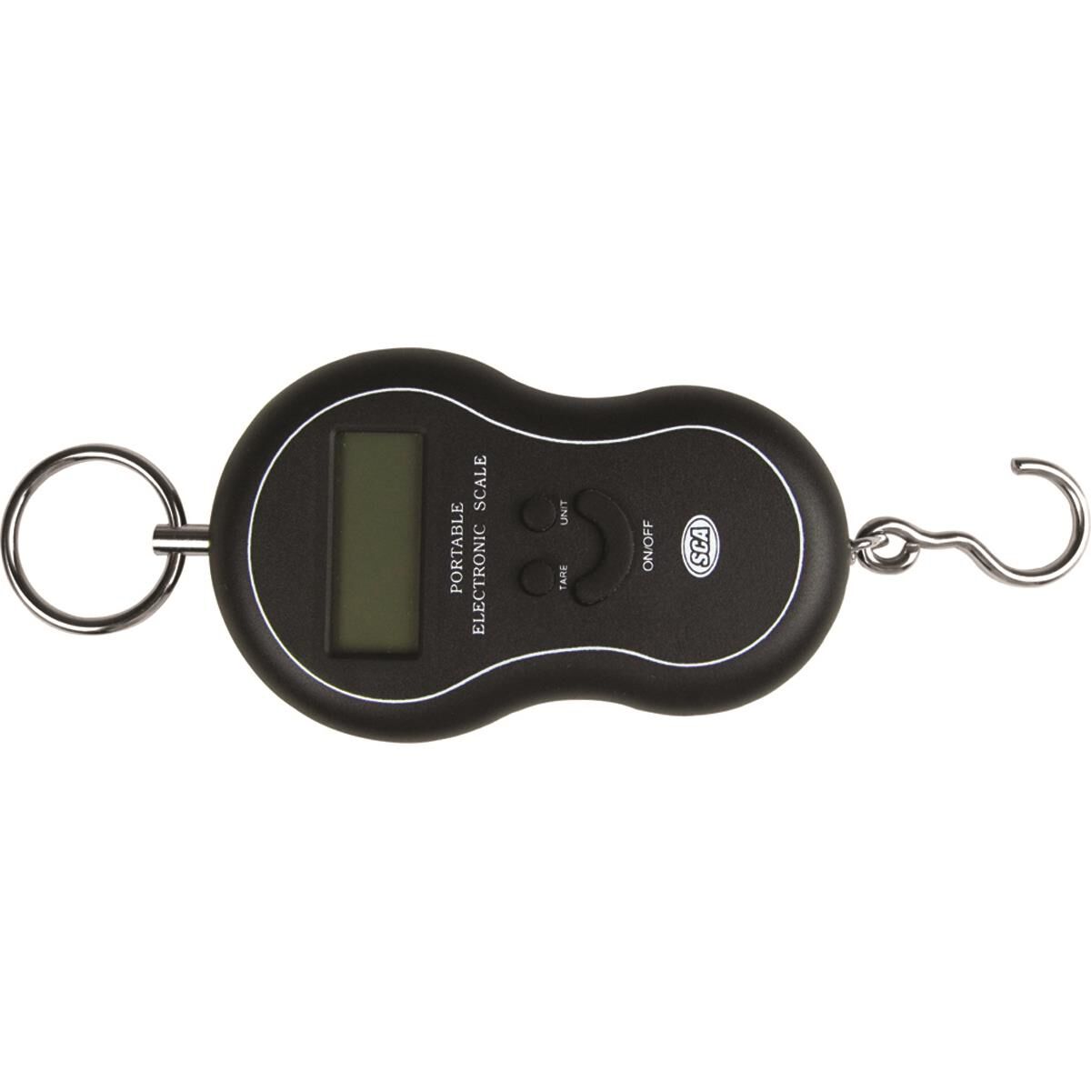 Hand held outlet weighing scale