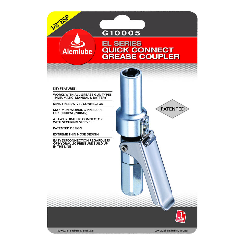 Alemlube quick release grease coupler Gun 1/8