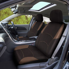Ridge Ryder Oxford Seat Covers Black/Khaki Adjustable Headrests Airbag Compatible, , scanz_hi-res