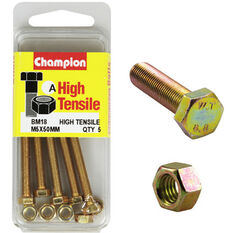 Champion High Tensile Bolts and Nuts BM18, M5 X 50mm, , scanz_hi-res