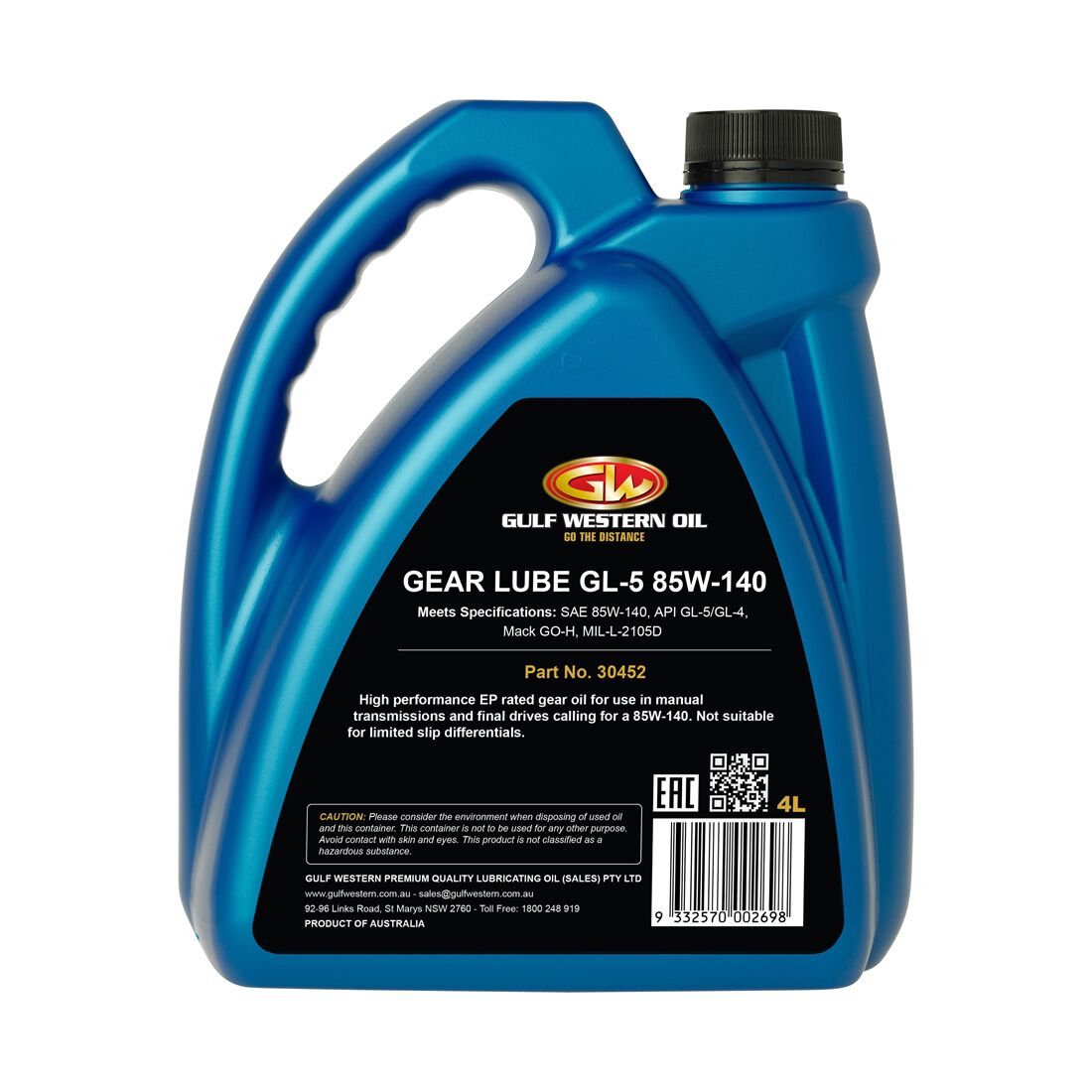 Gulf Western Gear Oil - 85W-140, 4 Litre, , scanz_hi-res
