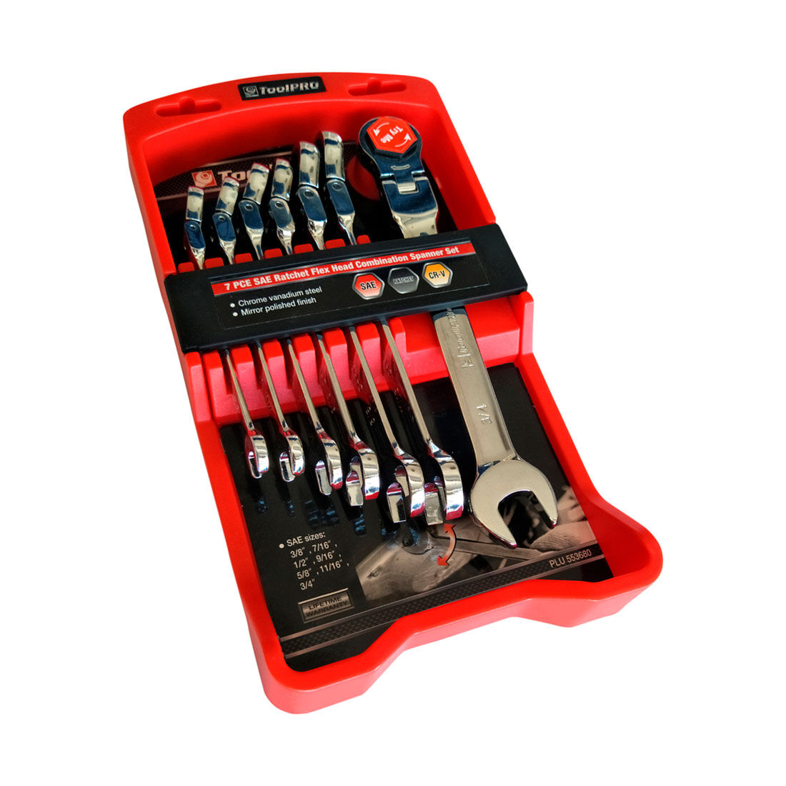 ToolPRO Ratchet Spanner Set Flex Head SAE 7 Piece, , scanz_hi-res