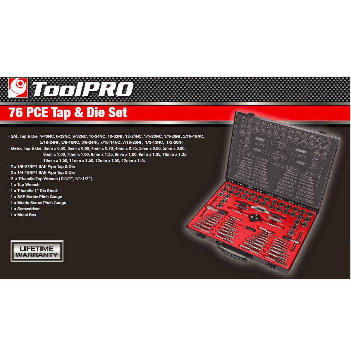 Toolpro tap hotsell and die set