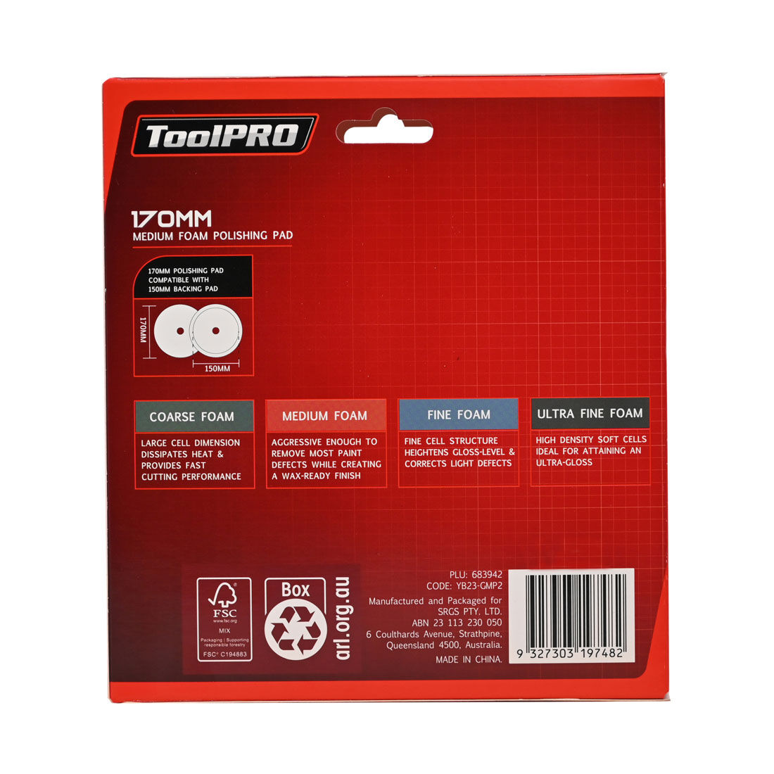 ToolPRO 170mm Medium Foam Polishing Pad  Orange, , scanz_hi-res