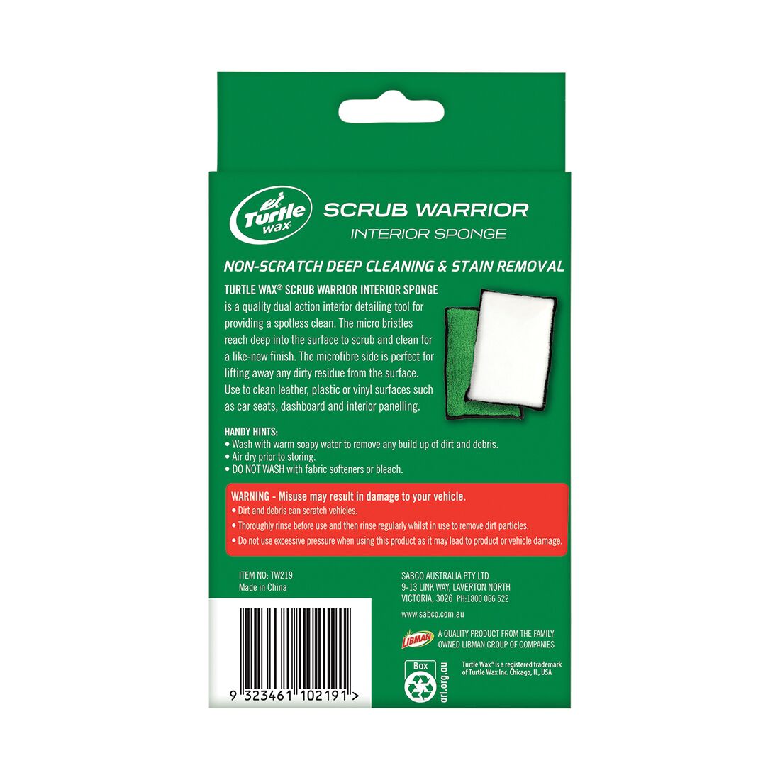 Turtle Wax Scrub Warrior Interior Sponge, , scanz_hi-res