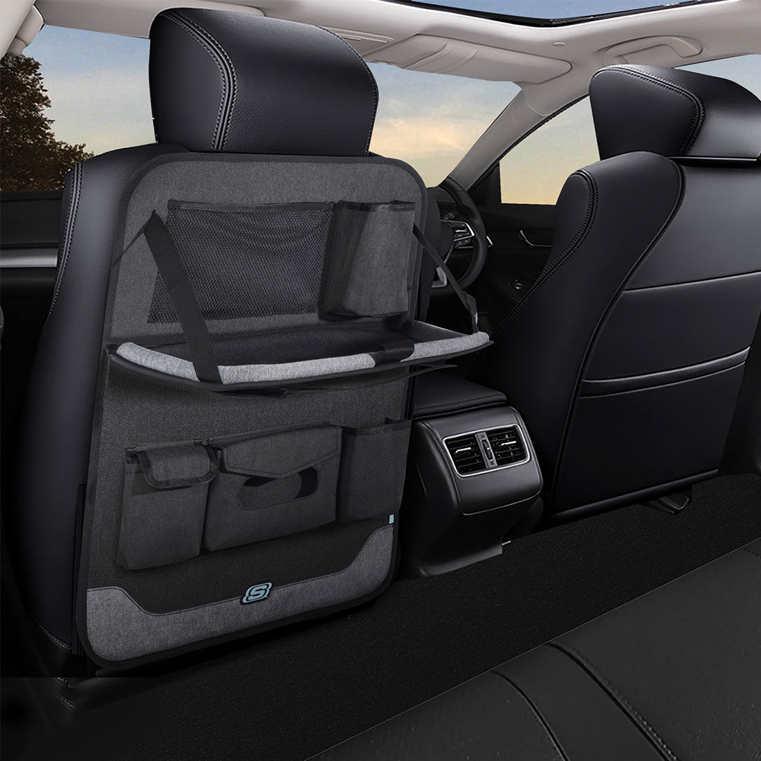 Skechers Kids Back Seat Organiser with Tray Grey, , scanz_hi-res