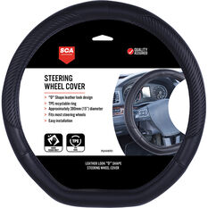 SCA Steering Wheel Cover - Leather Look, Black, D Shape, , scanz_hi-res